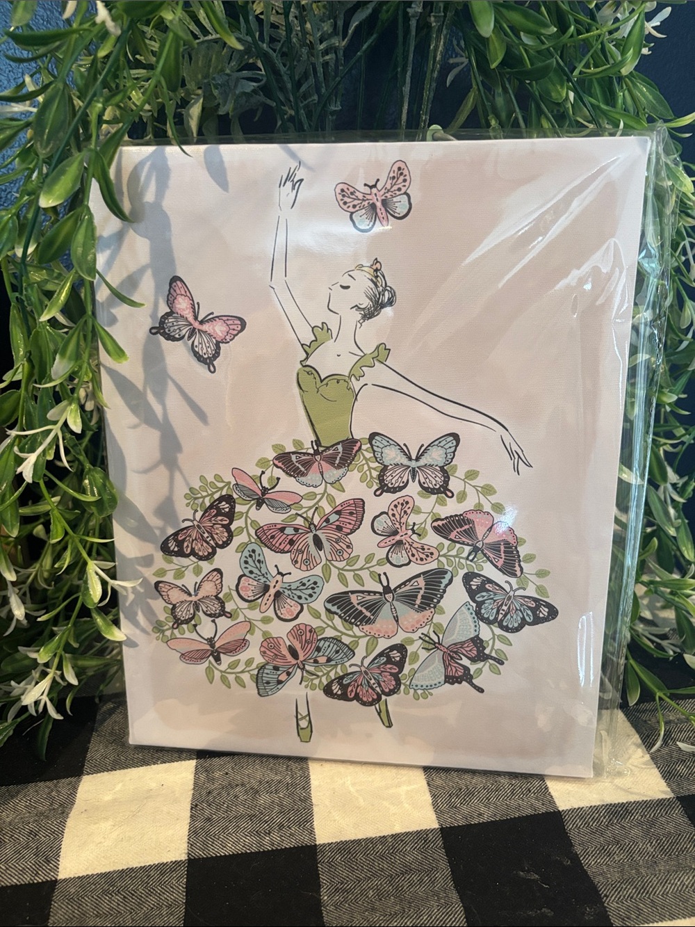 Butterfly Ballerina Wall Art Print - Pink & Green
